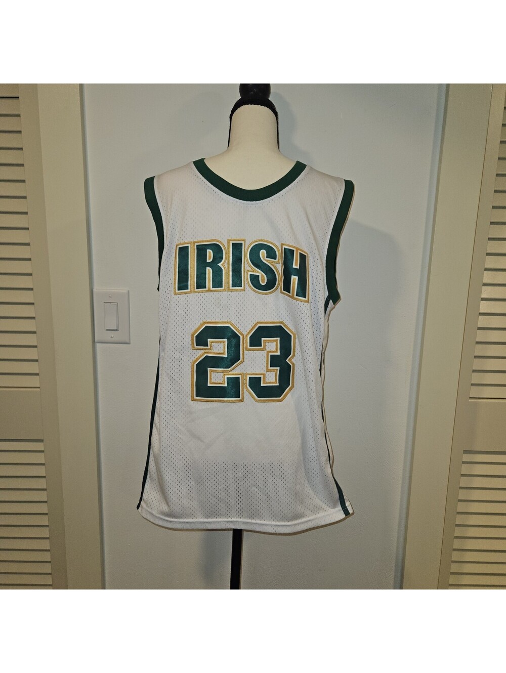 Unbranded Labron James Irish HS #23 Basketball Jersey White Mesh Sewn On